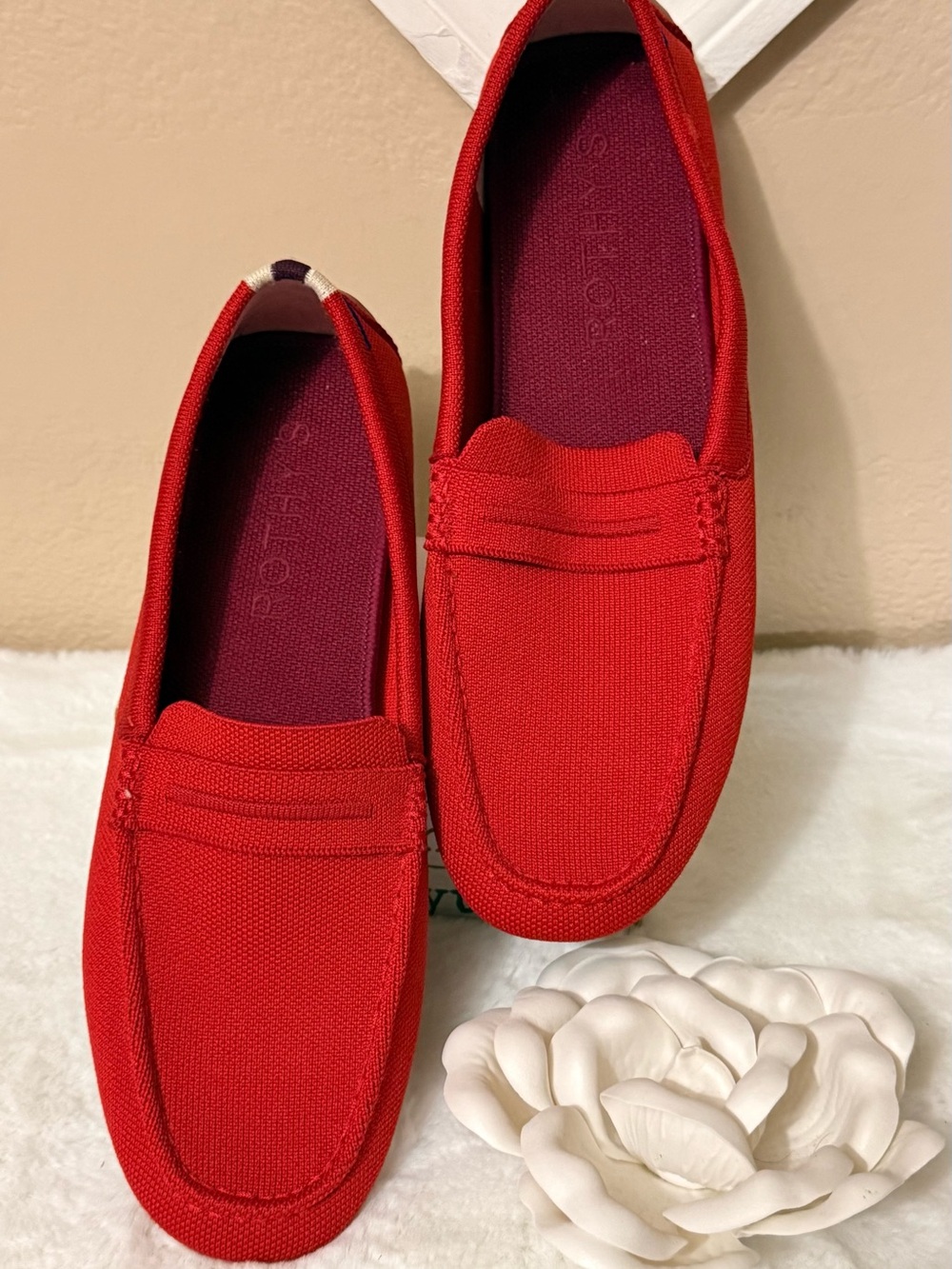 Rothy's Red Canvas Penny Loafers for Men